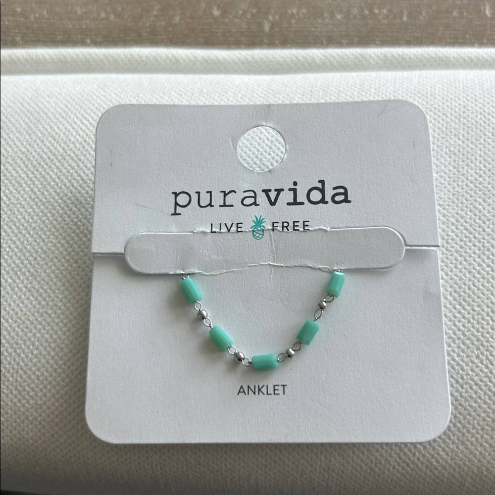 Pura Vida Turquoise and Silver Anklet Bracelet NWT - Picture 2 of 6